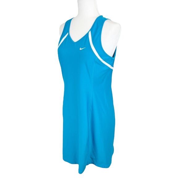 Nike Dri-Fit Dress Women Large Blue Stretch Sleeveless Athletic Tennis Golf Mini - Picture 2 of 12